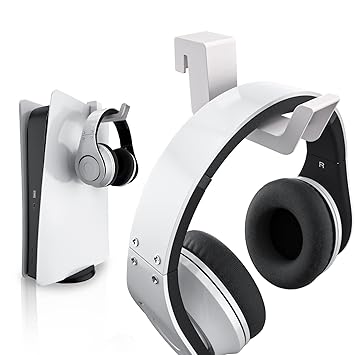 ECHZOVE PS5 Headset Stand, PS5 Headphone Hook,PS5 Headset Hanger, Compatible with Universal Gaming Headsets - White