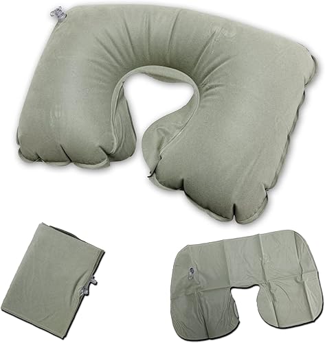 IMPASSE Almohada inflable para el cuello  Tamaño 17 x 11 pulgadas  Suave y transpirable  Ideal para vuelos largos, paseos en coche y viajes para