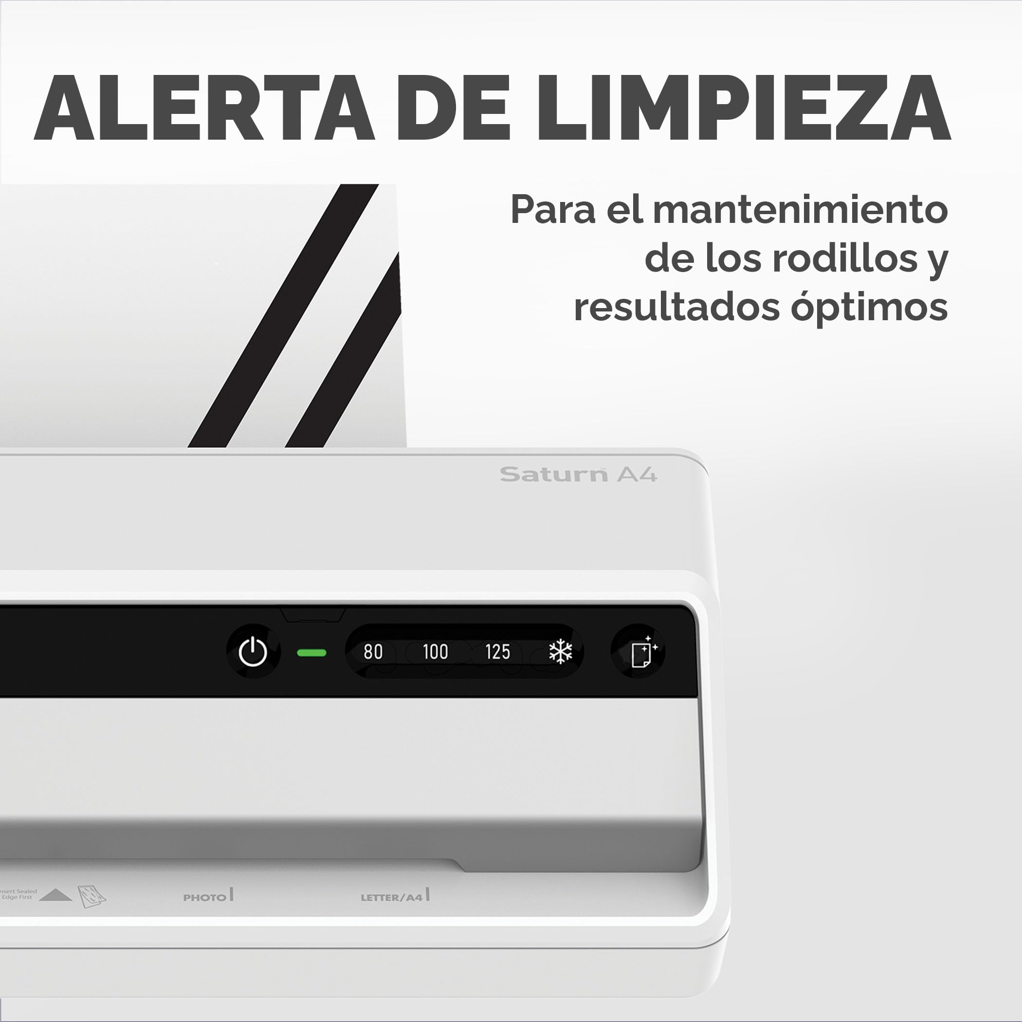 Fellowes Plastificadora Saturn A4 Pequeña Oficina – InstaHeat, lista en 60 segundos, sin atascos, apagado automático – Para fundas de 80/100/125 micras – Incluye 10 fundas – Uso en casa y oficina