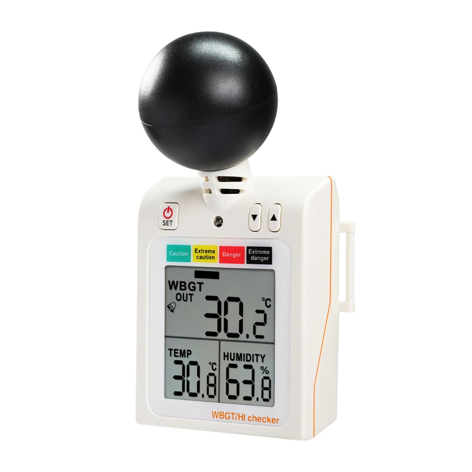 Portable 2-en-1 WBGT + HI vérificateur d'indice de chaleur ampoule humide Globe température chaleur Stress mètre Air Globe température humidité testeur