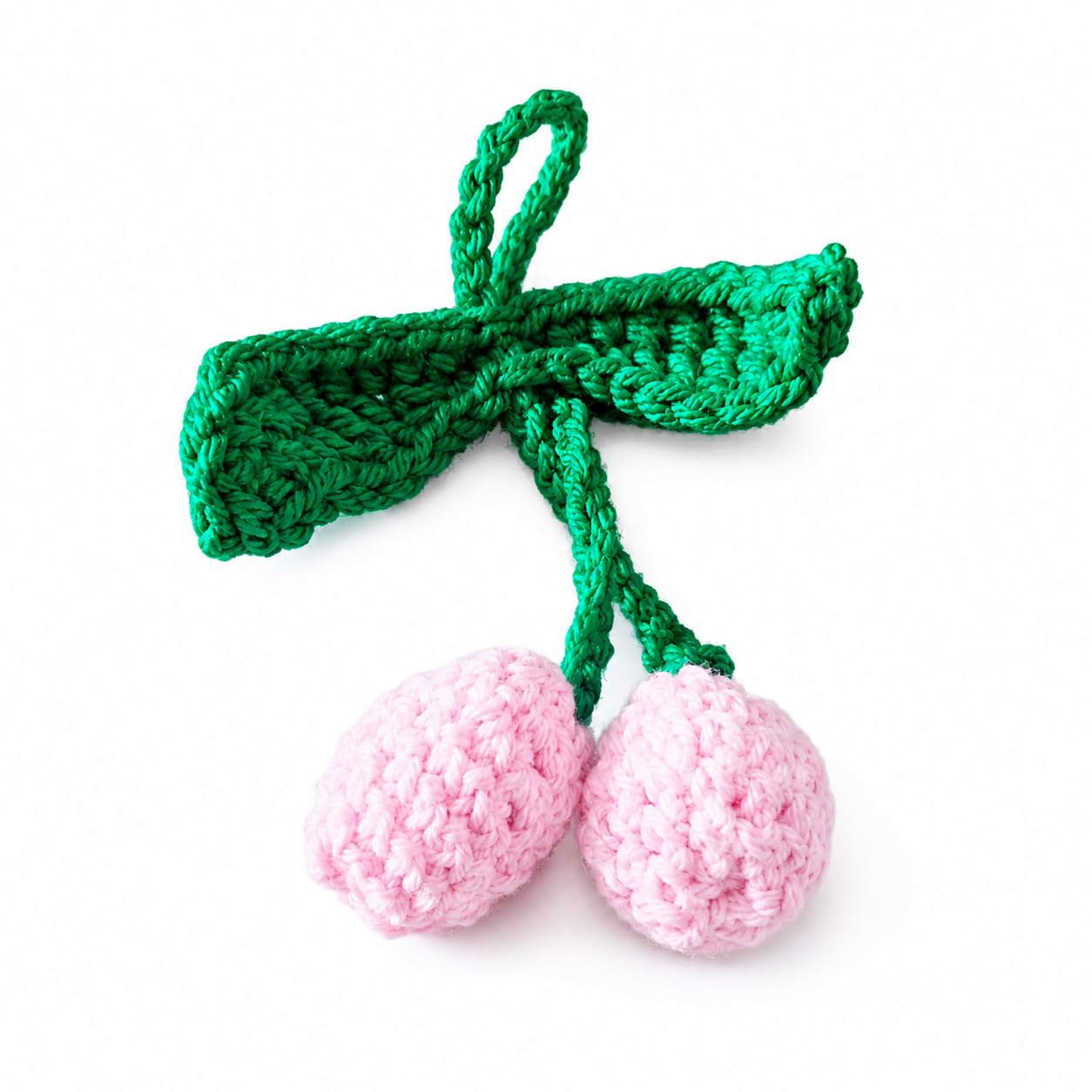 Tulip Crochet Bow Cherry | Pink & Green, Handcrafted-image-28