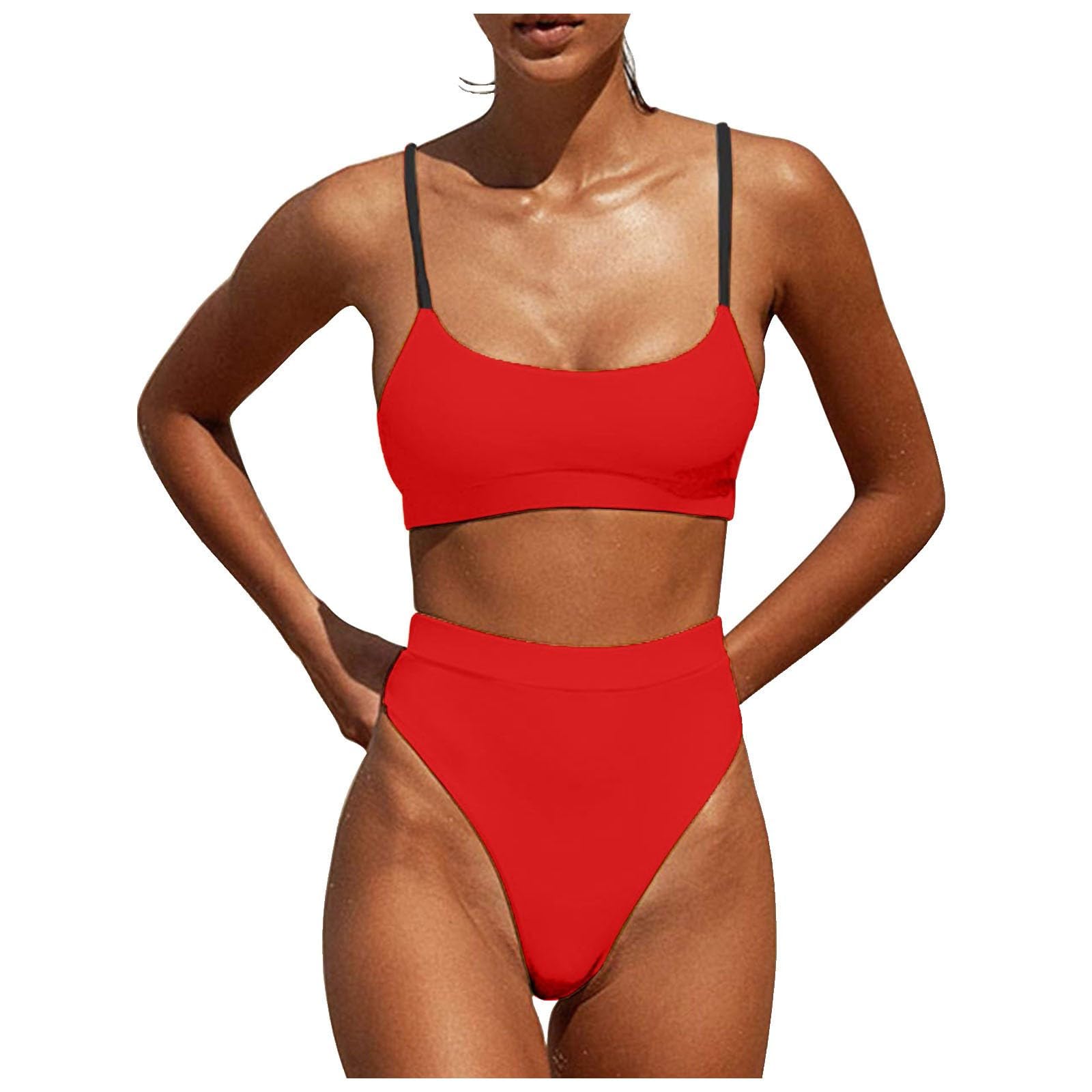 Bikini da donna con allacciatura al collo, push-up sul fondo, due pezzi, viola, XL