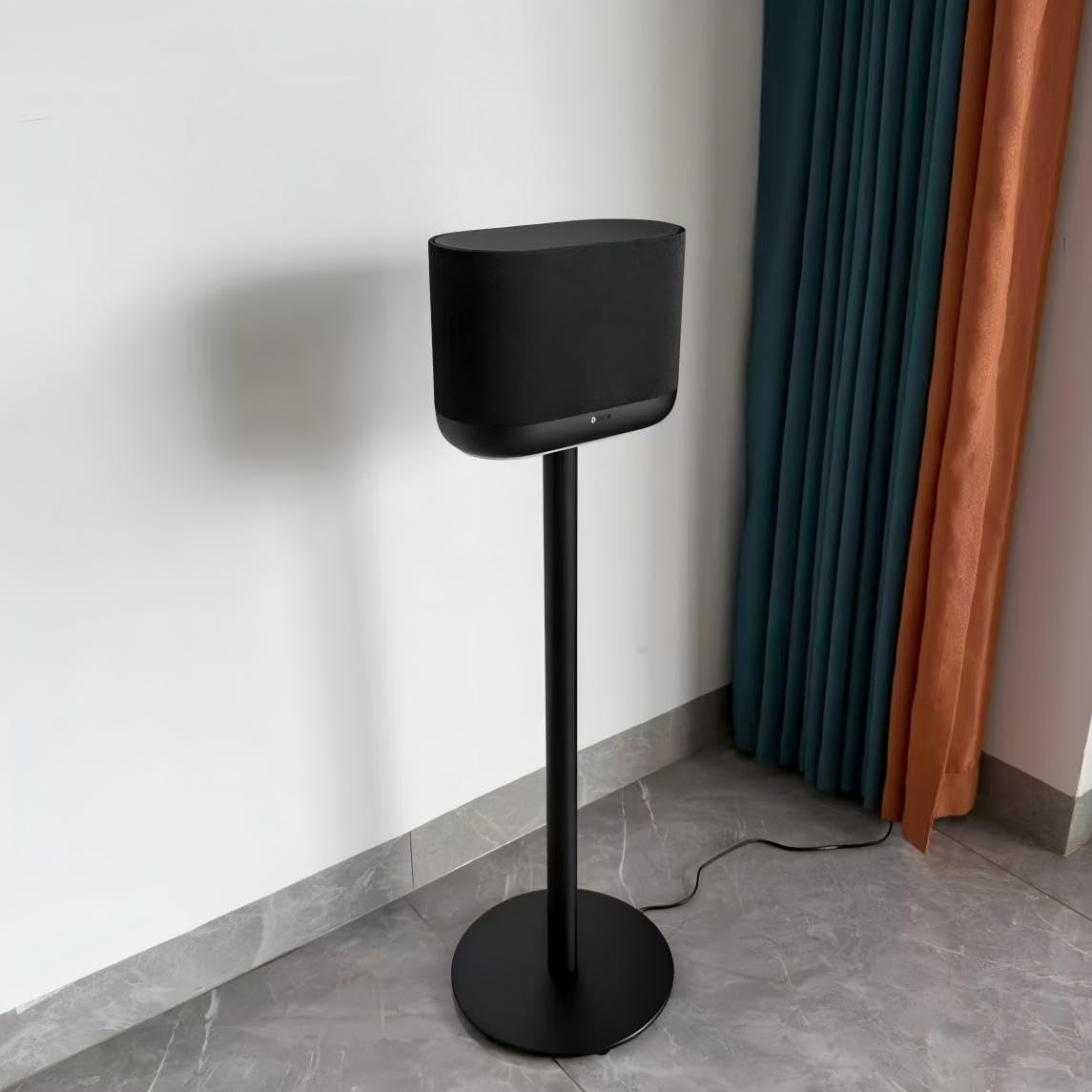 Floor Stand for Denon Home 400/350/250/200 Speakers – Precision 1:1 Dedicated Design, Aerospace-Grade Aluminum Unibody, 31.5" Ear-Level Height, Concealed Cable Management (Black Single)
