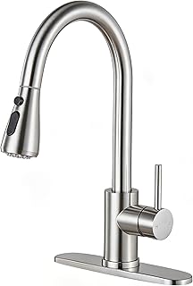 KINGO Brushed Nickel Pull Down Kitchen Faucet