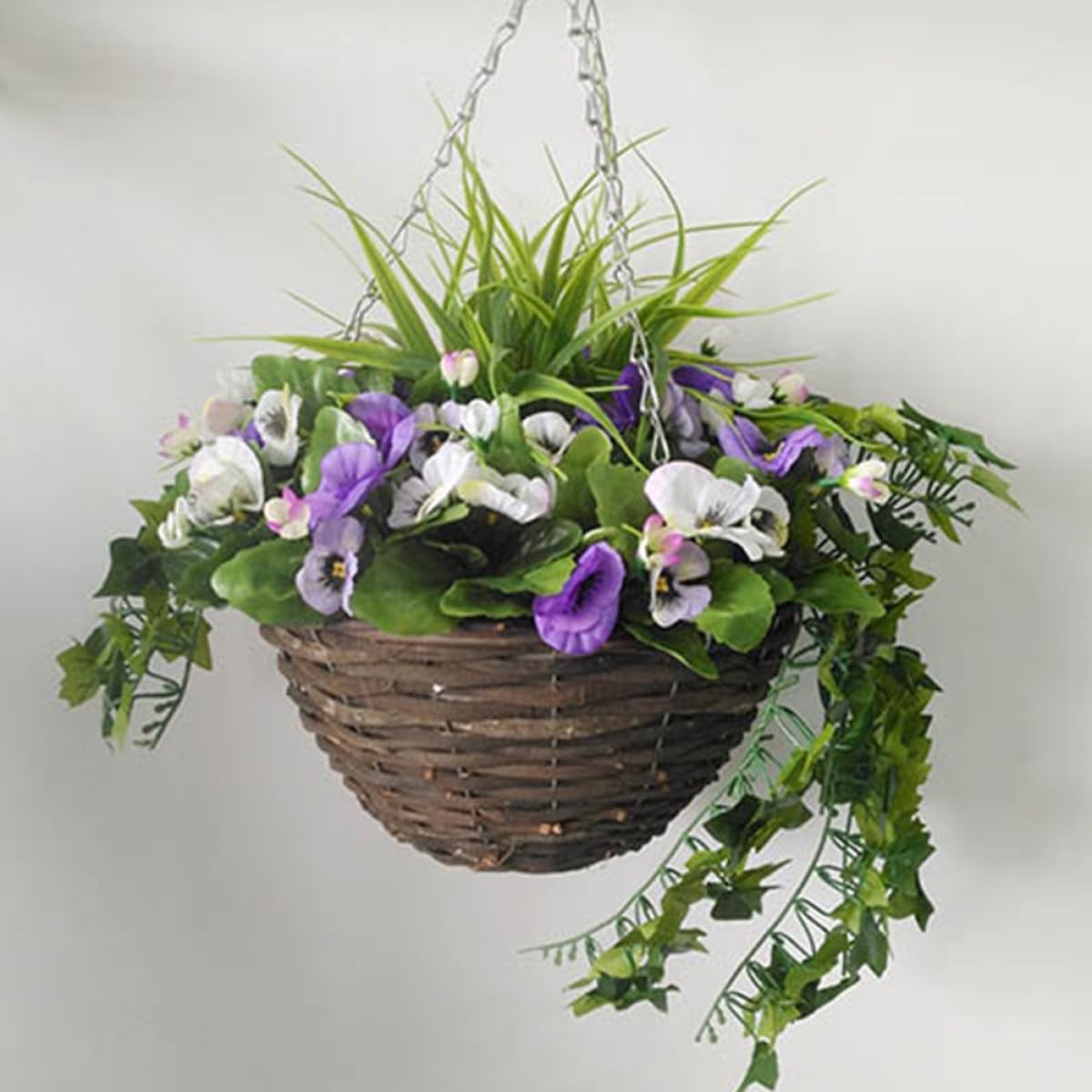 Vasi Sospesi in Rattan e Metallo 30 CM 2 Pezzi, Fioriera da Balcone per Piante Grasse e Fiori, Decorazione Casa e Giardino, Facile da Appendere, Design Naturale e Resistente