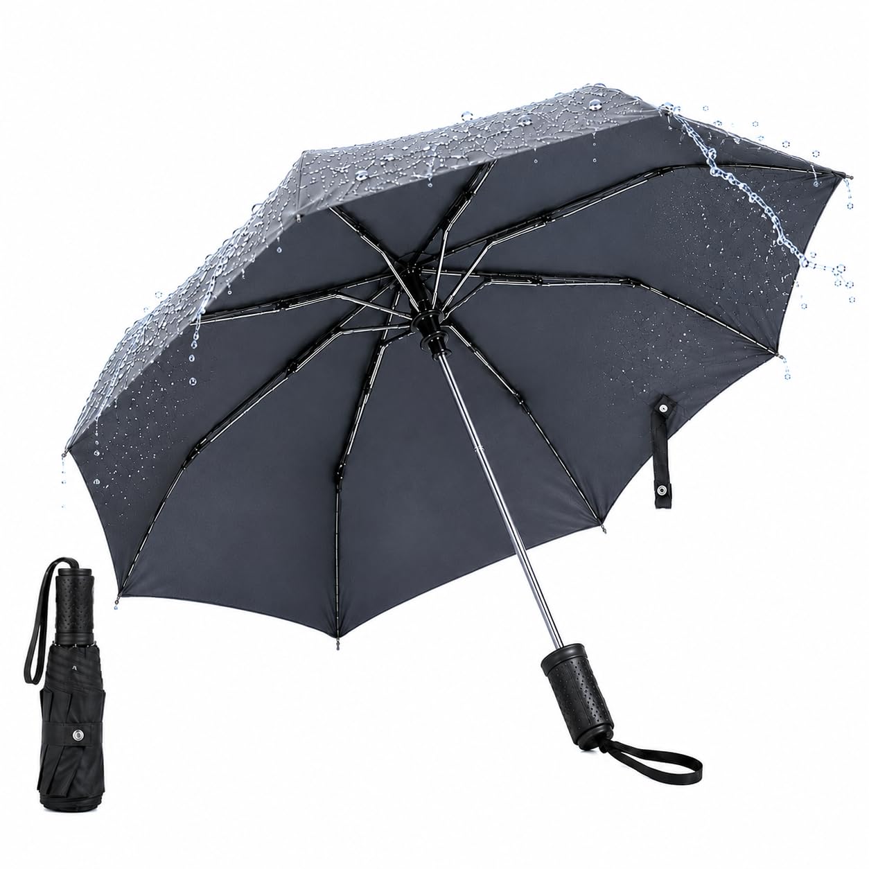 UV Protection Foldable Umbrella for Men & Women | Blocks 99% Sunlight | Heat Resistant & Waterproof | 3ft Wide Canopy | Fibreglass Frame | Travel Umbrella for Rain & Summer Sun (Black)-picture-15