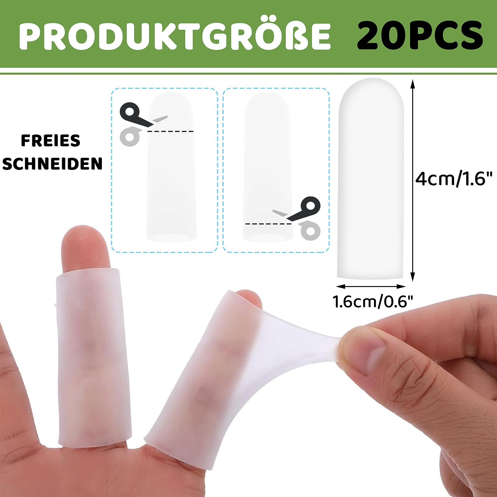 Protecteur de Doigt,20 Pièces Protecteur de Doigt de Gel,Manchons de Soutien du Pouce Doigtiers Silicone Protege Doigt Silicone pour Tricot,Protege Doigt Coupure
