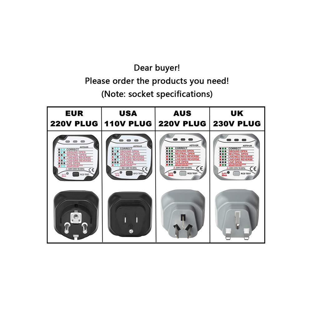 Testeur De Prise Électrique HT106 – Détecteur RCD/GFCI, Polarité, Câblage EU – 7 LED Indicateurs