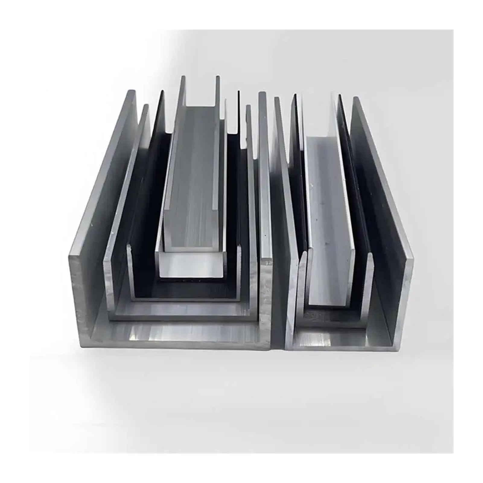 Aluminiumrohr Aluminium U-Profil gleichseitige Nut Aluminium Führungsschiene Holzplatte Kartenschlitz Kantenabschluss Dekor Silber Schwarz(Black,500MMX2_27X30X23MM)