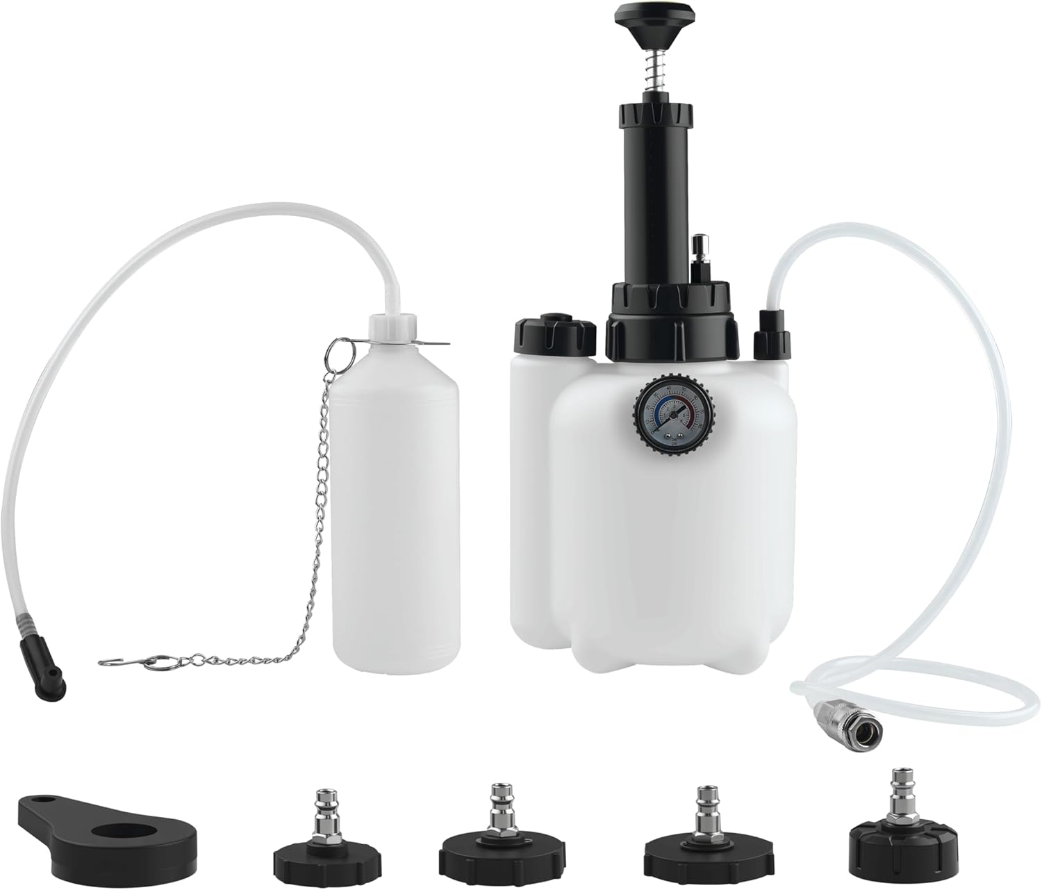 3L Brake Bleeder Kit Manual Brake Bleeder Vacuum Pump Kit Brake Bleeder Fluid Pump with 4 Master Cylinder Adapters and 1L Brake Bleeder Bottle