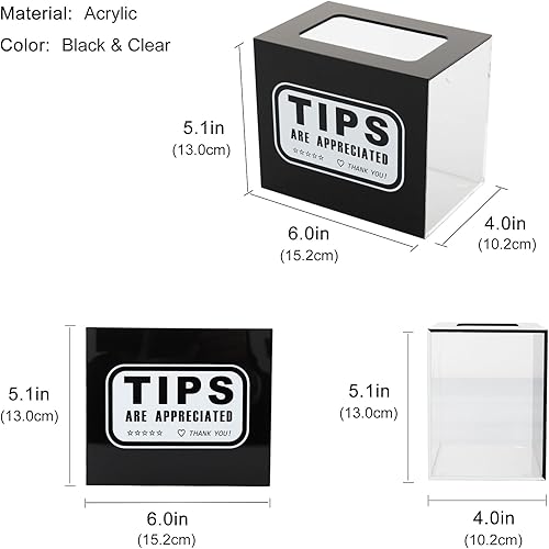 Miniatura 2 de XOHYW Tarro de recolección de puntas acrílicas, caja de boleta de sugerencia de comentarios de colección de donaciones, contenedor de almacenamiento