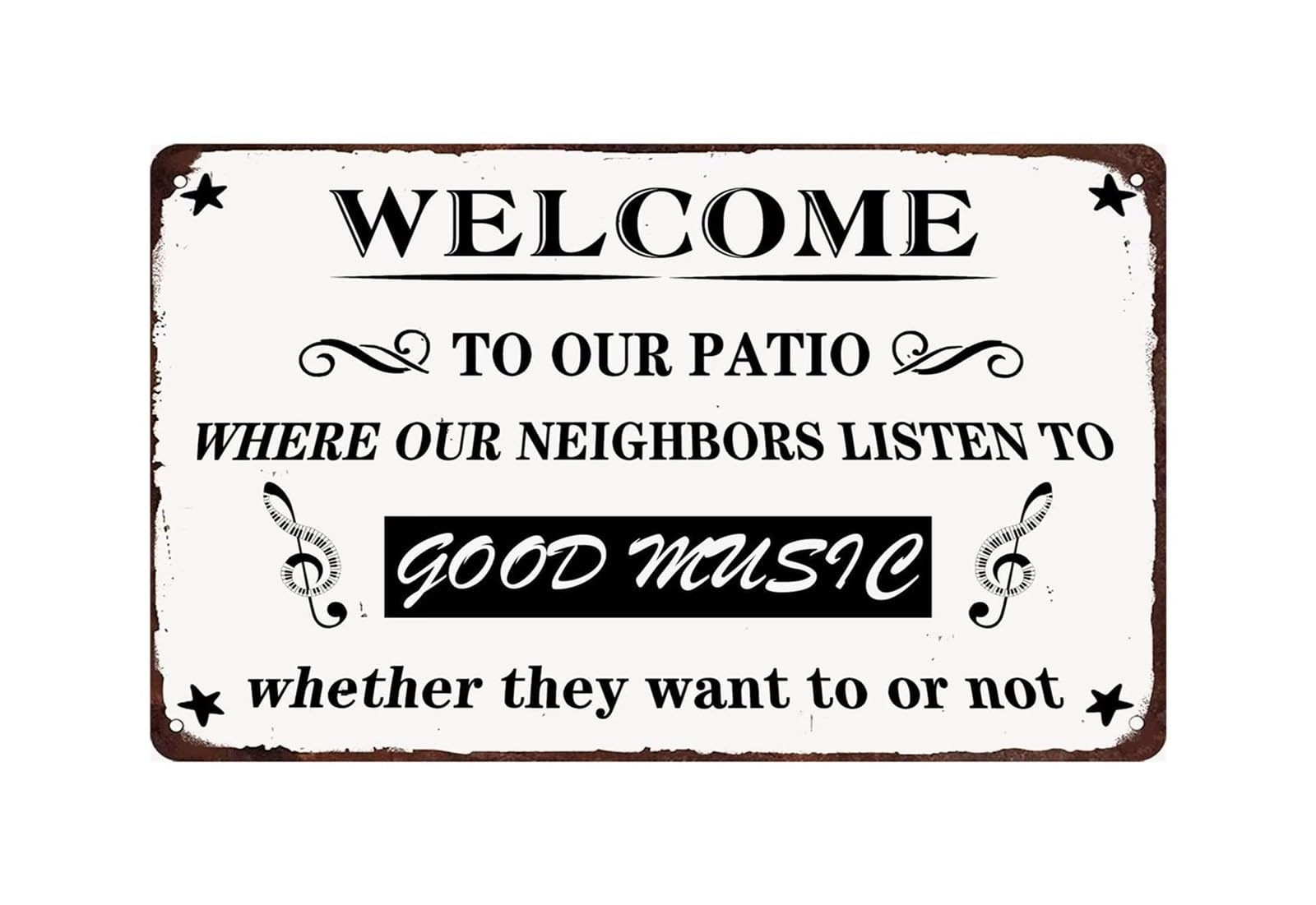 NWPNLXEA Vintage Welcome to Our Patio Sign Funny Retro Metal Tin Sign Farmhouse Outdoor Decor for Porch Backyard Patio Wall Garden Cafe Bar Gift (8 X 12 inch)