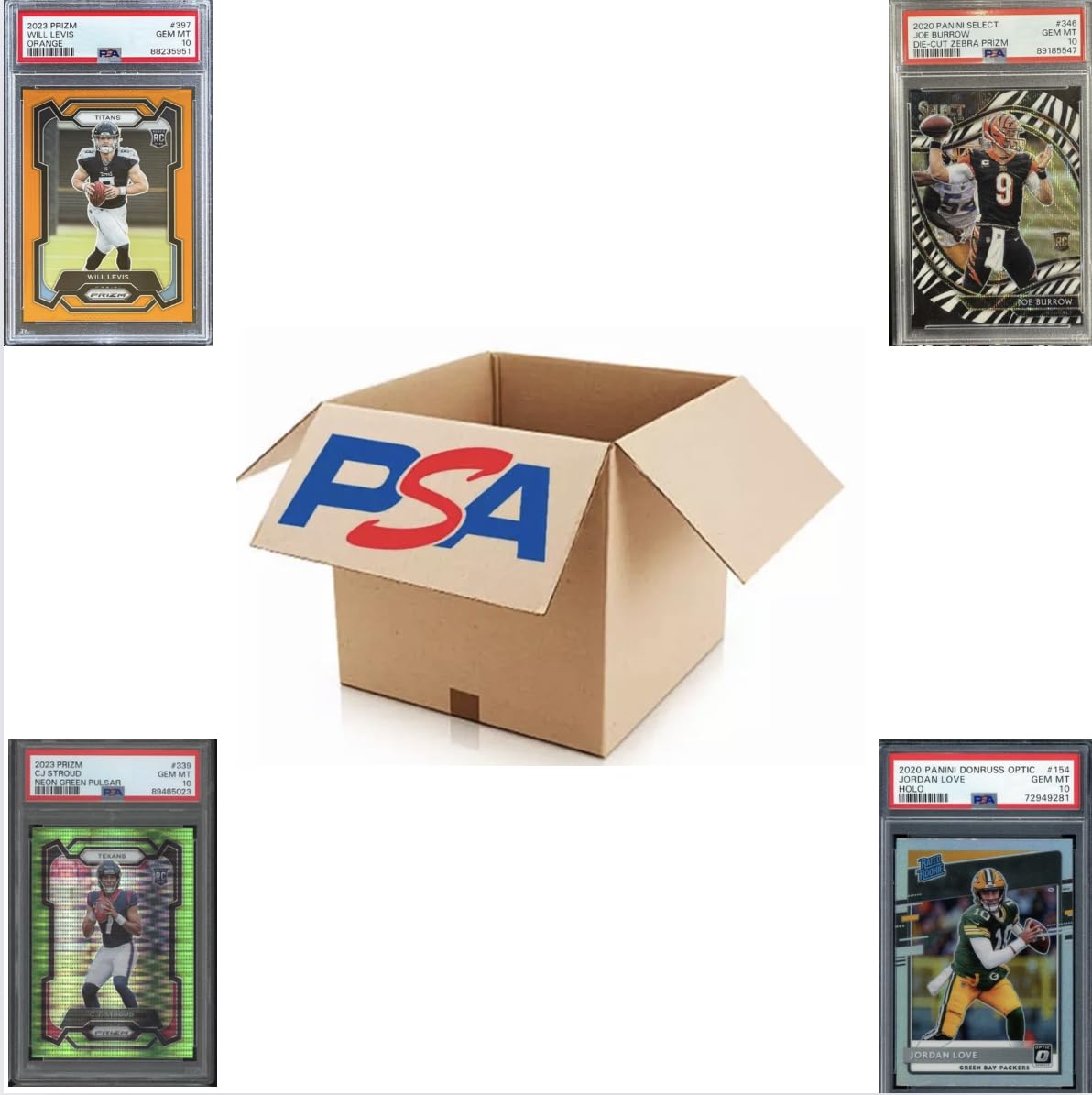 Football Graded Card Mystery Pack | 1 Graded Football Card | Grade 8+ | 3X Rookies I Contains 10 Cards