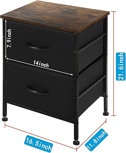 Miniatura 3 de YOHKOH Cajones de almacenamiento altos con 2 cajones de tela extraíbles, unidad organizadora para dormitorio, sala de estar, contenedores de