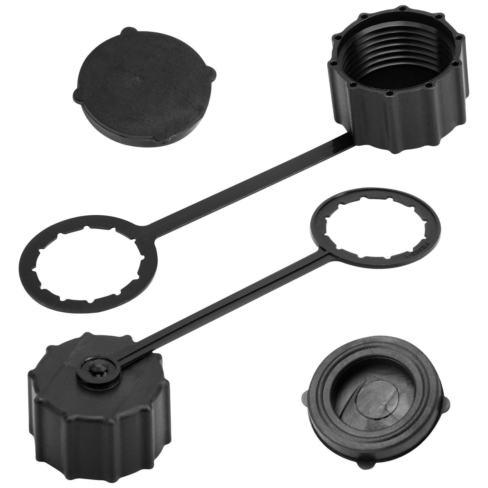 Paquete de 2 tapones y correas de drenaje para rociador 7771825 compatibles con Fimco | Para la mayoría de rociadores EZ Mount y EZ Tow ATV, tapa roscada y correa para rociadores de césped y jardín