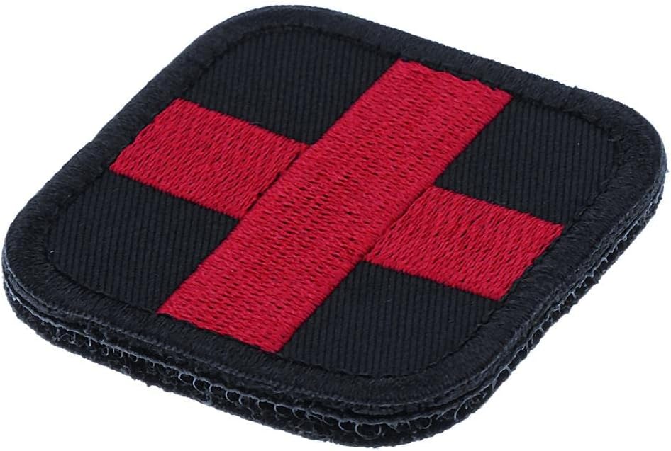 CALANDISCALANDIS® 50 X 50Mm Hook & Loop Medic First Aid Red Cross Patch Black