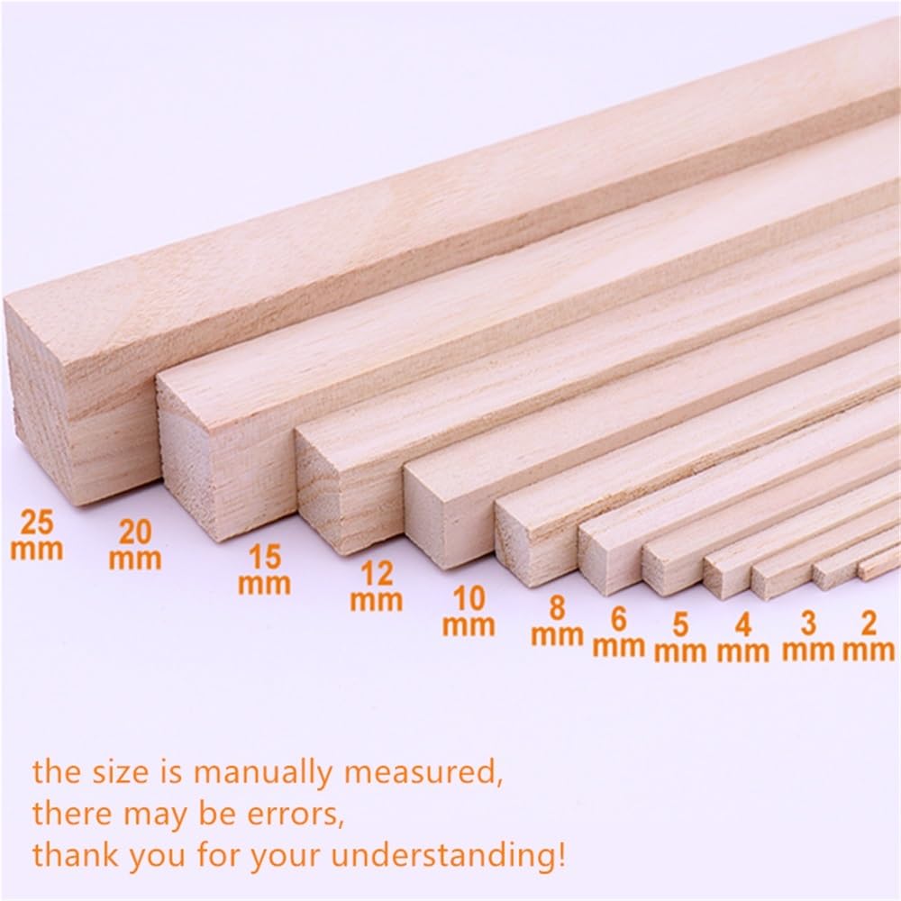 2 szt. Kołki kwadratowe z drewna Balsa 25 cm do majsterkowania | Niedokończone drewniane listwy do modeli rzeźb meblowych(5mmx5mm)