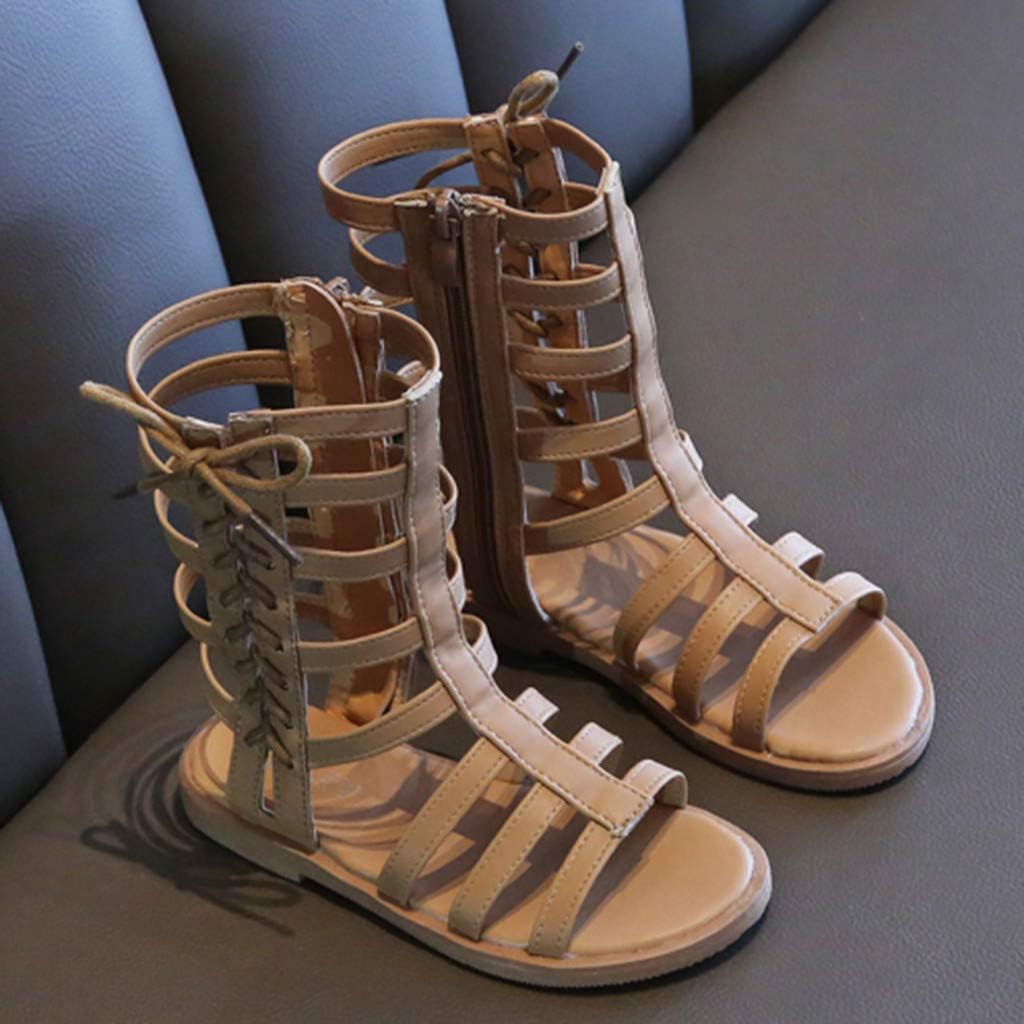 COMIOR Toddler Girls Gladiator Sandals with Buckles Open Toe Summer Roman Princess Shoes Zipper Strappy Flat Sandals Thigh High Flat Boots Zip Shoes for Baby/Little Girls Infant Kids 2-8Years : Clothing, Shoes & Jewelry