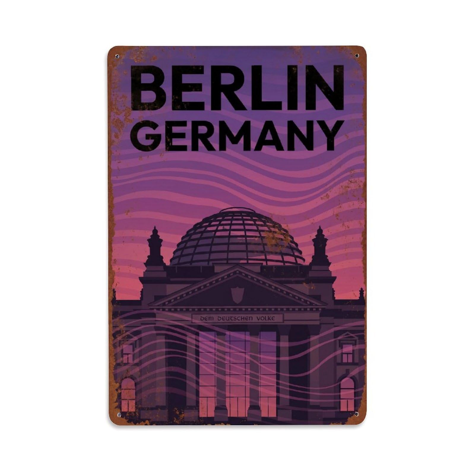 Gead 8X12inch Style Vintage Travel Berlin Germany Colorful Metal Tin Sign