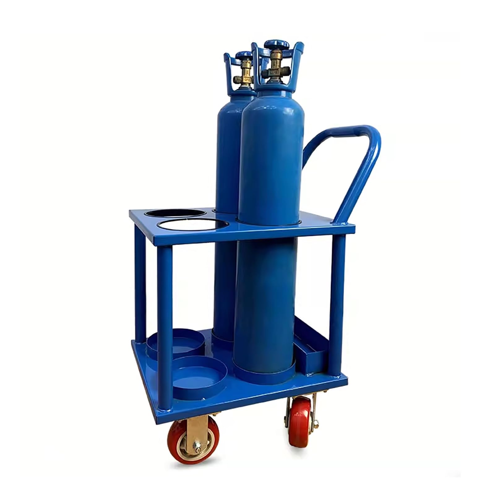 SWENEEN Portable Steel Oxygen Cylinder Trolley With Handle And 4 Wheels,Caliber 16Cm/6.3In,Multifunctional Home Care Garage Clinic Oxygen Cylinder Trolley,4 Bottles