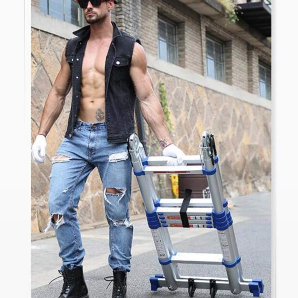 Outdoor Aluminum Extension Ladder, Multi-Function Folding Anti-Skid Safety Lock Function, Portable Home Engineering Stairs (Size : 1.9+1.9M=3.8M(12.4FT))