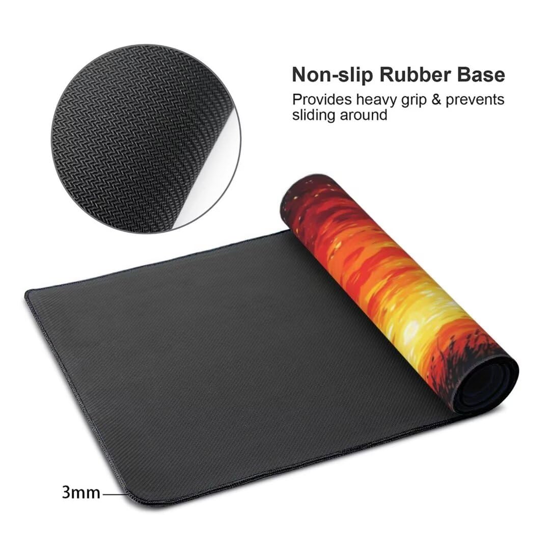 Alfombrilla de ratón 1400x600x3 MM, Alfombrilla Ratón XXL Extendida de Gran Tamaño con Bordes Cosidos, Resiste Salpicaduras, Base de Goma Antideslizante y Almohadilla para Teclado, Sunset CAT S-8333