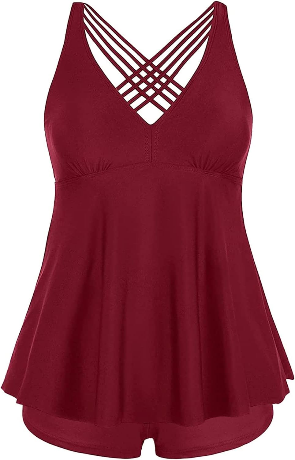Aqua Eve Women Plus Size Tankini Swimsuit Two Piece Flowy Swimdress - View #6