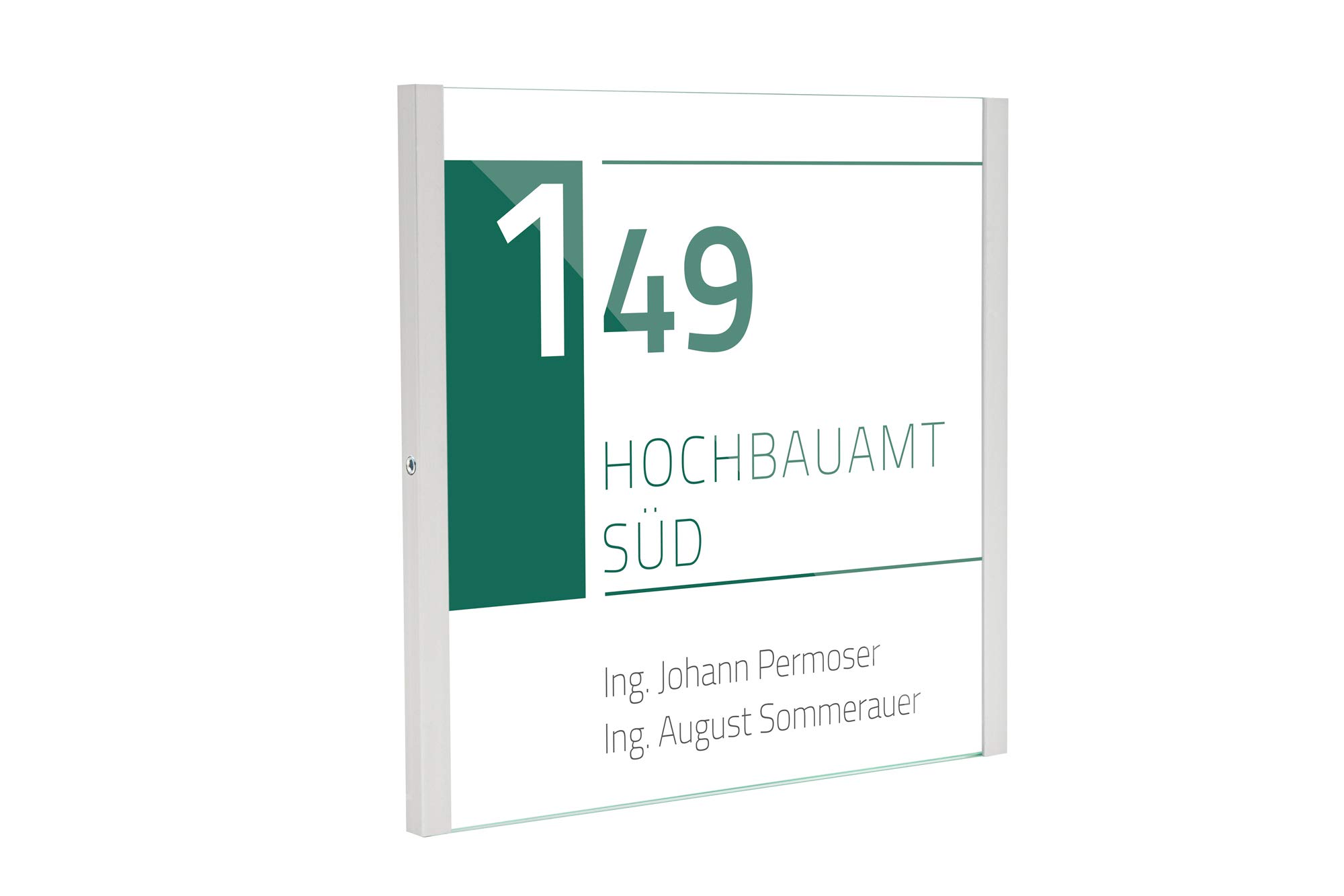 Kristallino.s Büroschild 5 Stück | 155 x 149 mm | ESG Abdeckscheiben | zur Klebemontage | Türschild inklusive Montagezubehör | robustes Büroschild | hochwertiges Glasschild