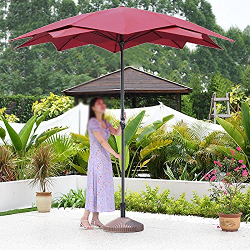 Sombrilla doble capa para playa y jardín con base incluida 2