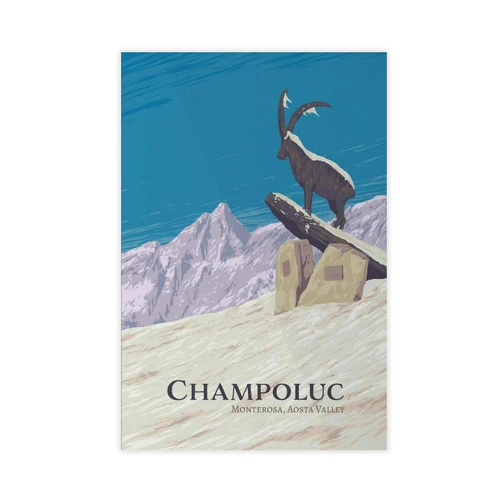 Qgvbgf Champoluc Ski Resort Poster, Italy Canvas Poster Wall Art Decor Print Picture Paintings For Living Room Bedroom Decoration 12X18inch(30X45cm)
