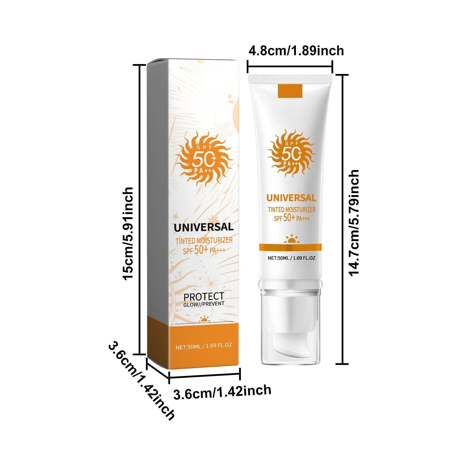 SPF50 PA+++ Tinted Sunscreen, Matte Hydrating Waterproof Non-Greasy