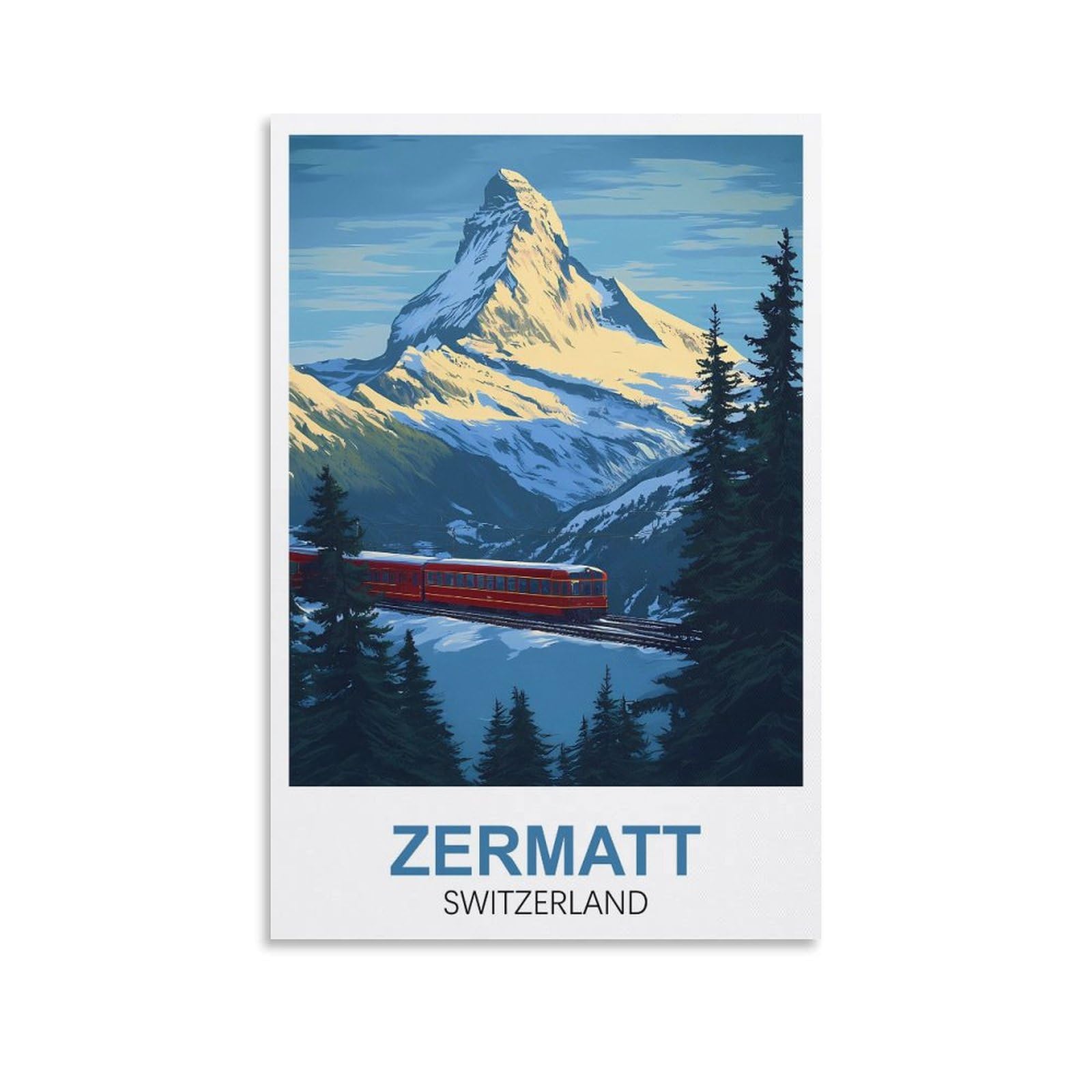 Xllyxygjq Unframe-Style Zermatt Switzerland Vintage Travel Posters 08X12inch(20X30cm) Canvas Wall Art Poster Print Artwork Painting Picture For Home Decoration Living Room Office Bedroom