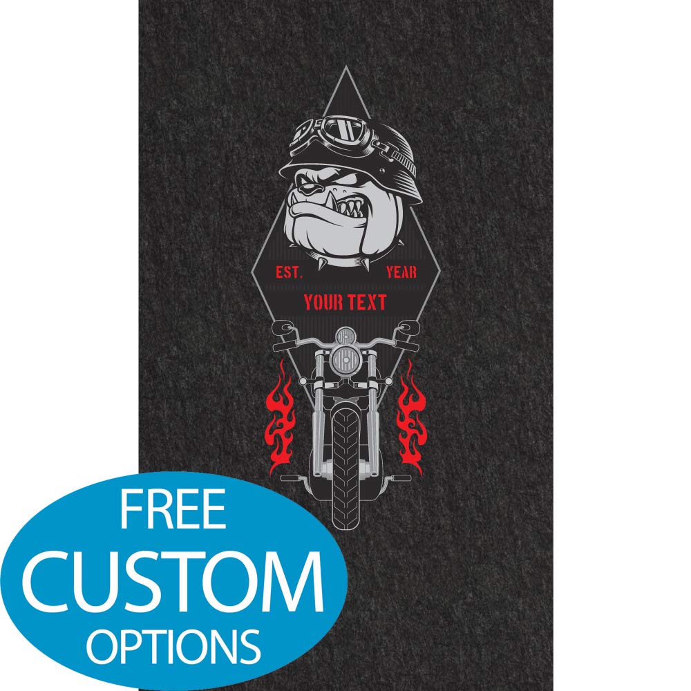 PIG Personalized Motorcycle Mat | Ultra Thin | Animal Biker | 3' x 10' Custom Text Motorcycle Parking Mat | PM70059POR-3X10T-BK