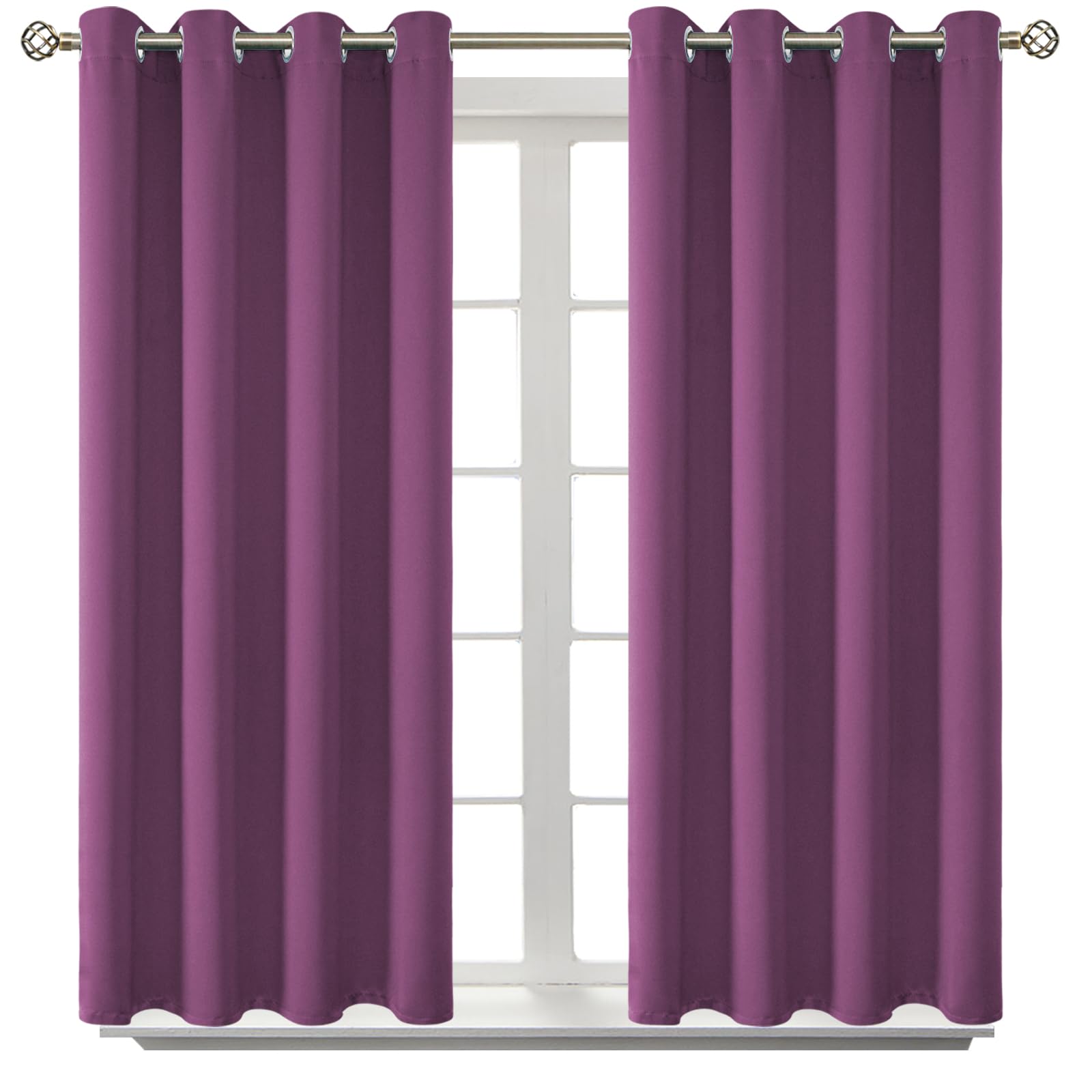 BGment Eggplant Purple Blackout Curtains for Bedroom 54 Inch - 2 Panels
