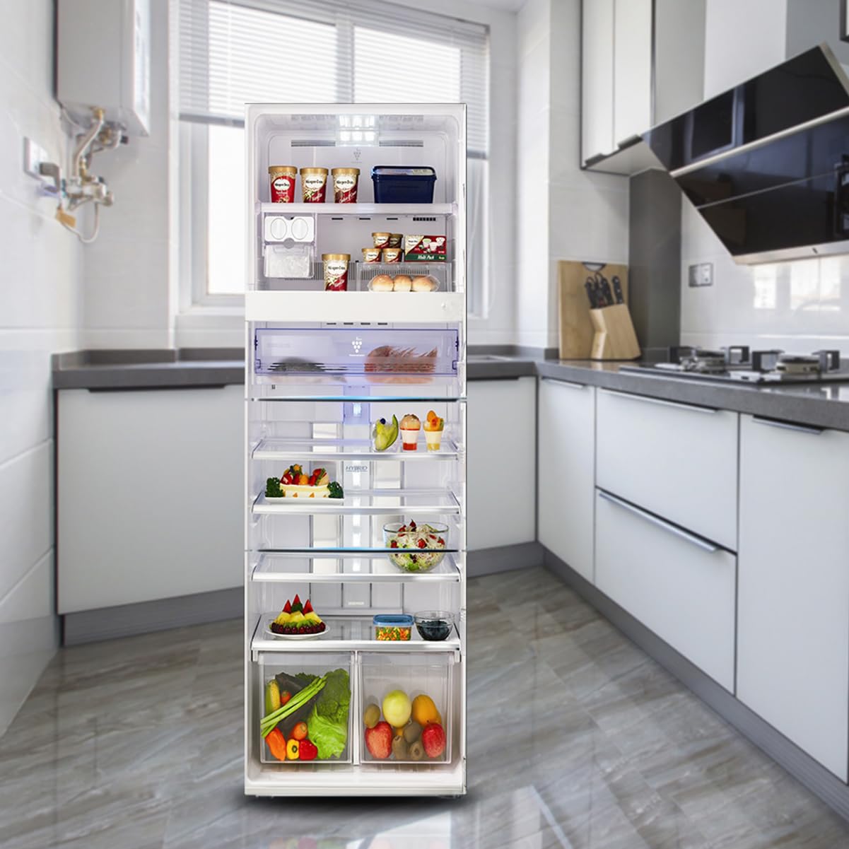 Myxjx Cream Fridge Wrap, Full Covering, Freezer Skins Wall Stickers For Kitchen Decal, Transparent Fruits Ice Vegetables