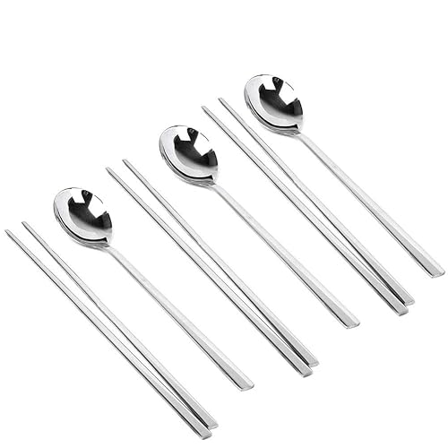 Polished Stainless Steel Spoons and Chopsticks Set, Korean Chopsticks and