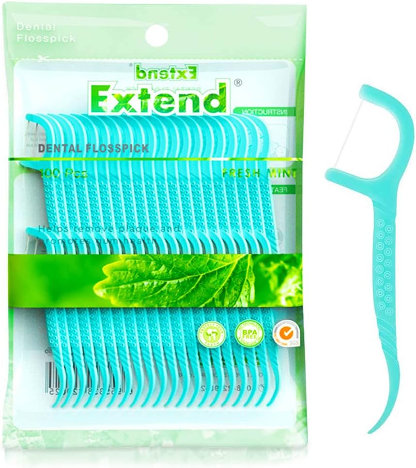 Dental Floss Picks,Dental Floss Sticks for Teeth Cleaning(100Pcs,Mint