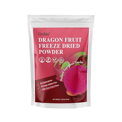 GRELIM Polvo de fruta del dragón 4.23 onzas, polvo de pitaya liofilizado, polvo de pitaya de fruta del dragón para batido 4.23 oz
