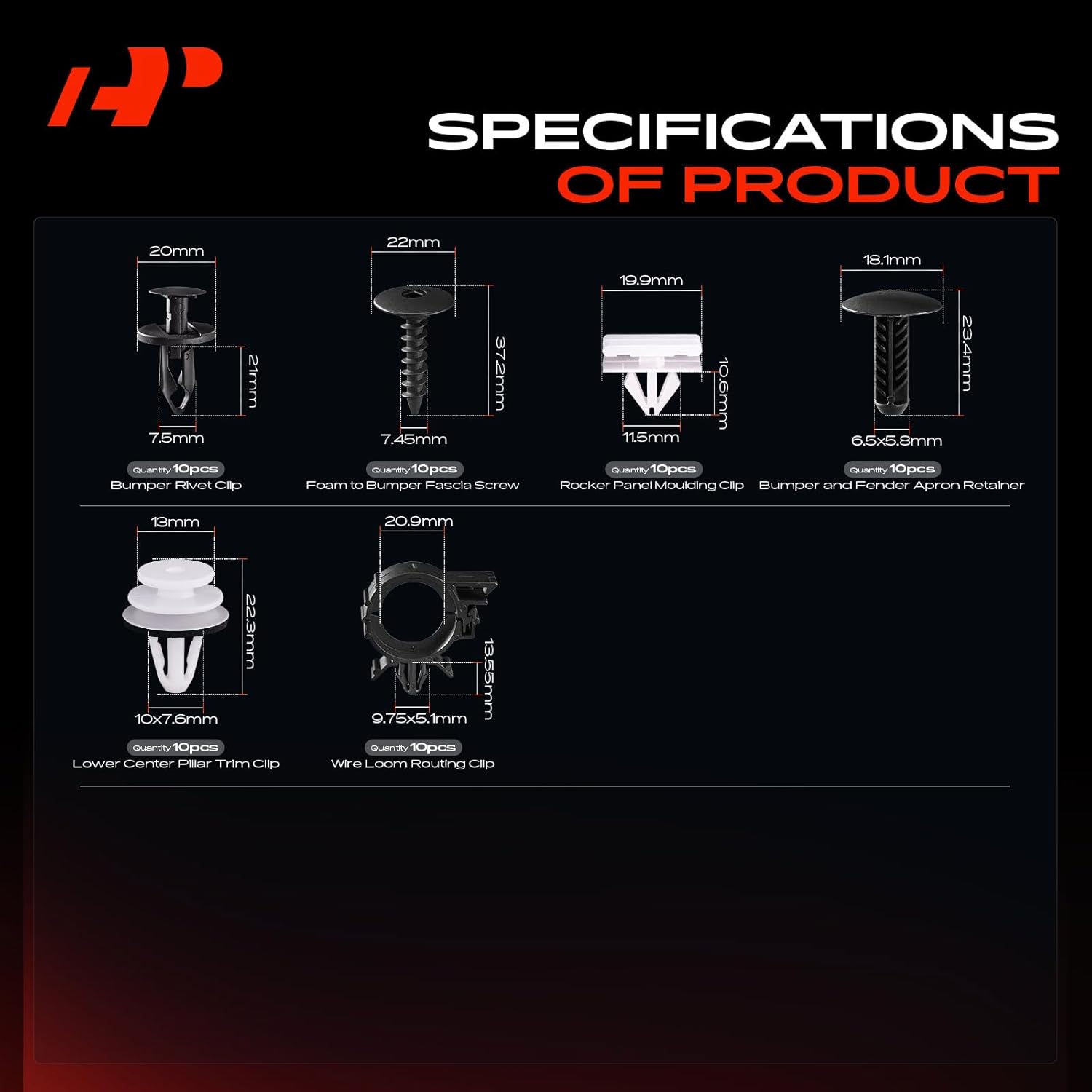 A-Premium 30 Sizes 56oz Bumper Fender Door Trim Retainer Clips Kit Compatible with Chevrolet Equinox 2010-2017 Fender Liner Grille Car 300PCS Plastic Rivets Fasteners Push Retainer Kit, w/Removal Tool