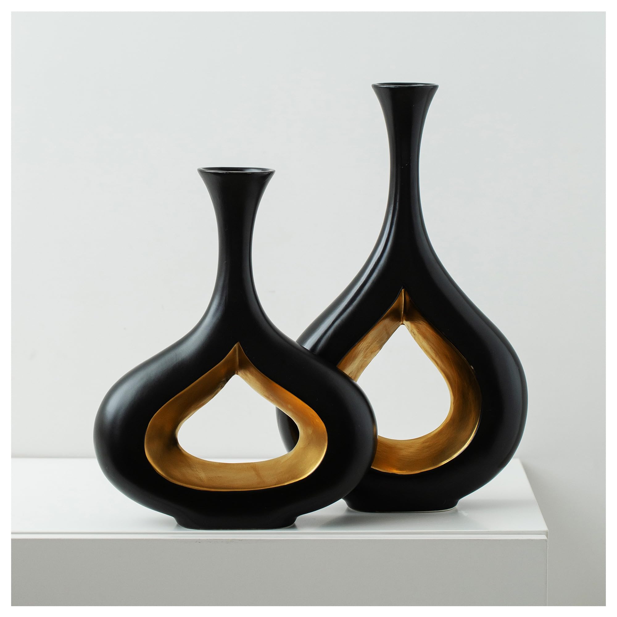 Amazon.com: Mdaolv Black Gold Donut Vase Set 2Pcs Decorative Vases 
