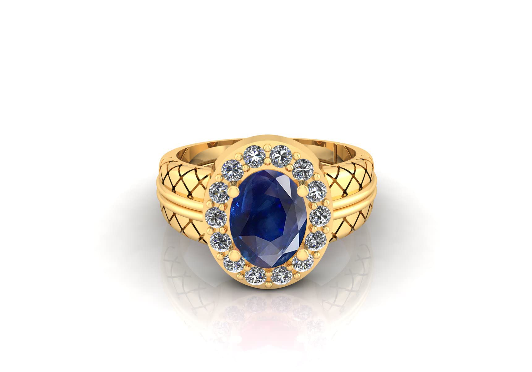 Sterling Silver 925 Gold Plated Ring Adjustable Gemstone Ring 9.00 Carat Earth Mined AAA+ Quality Natural Blue Sapphire Neelam for Women's and Men's (Lab - Certified)