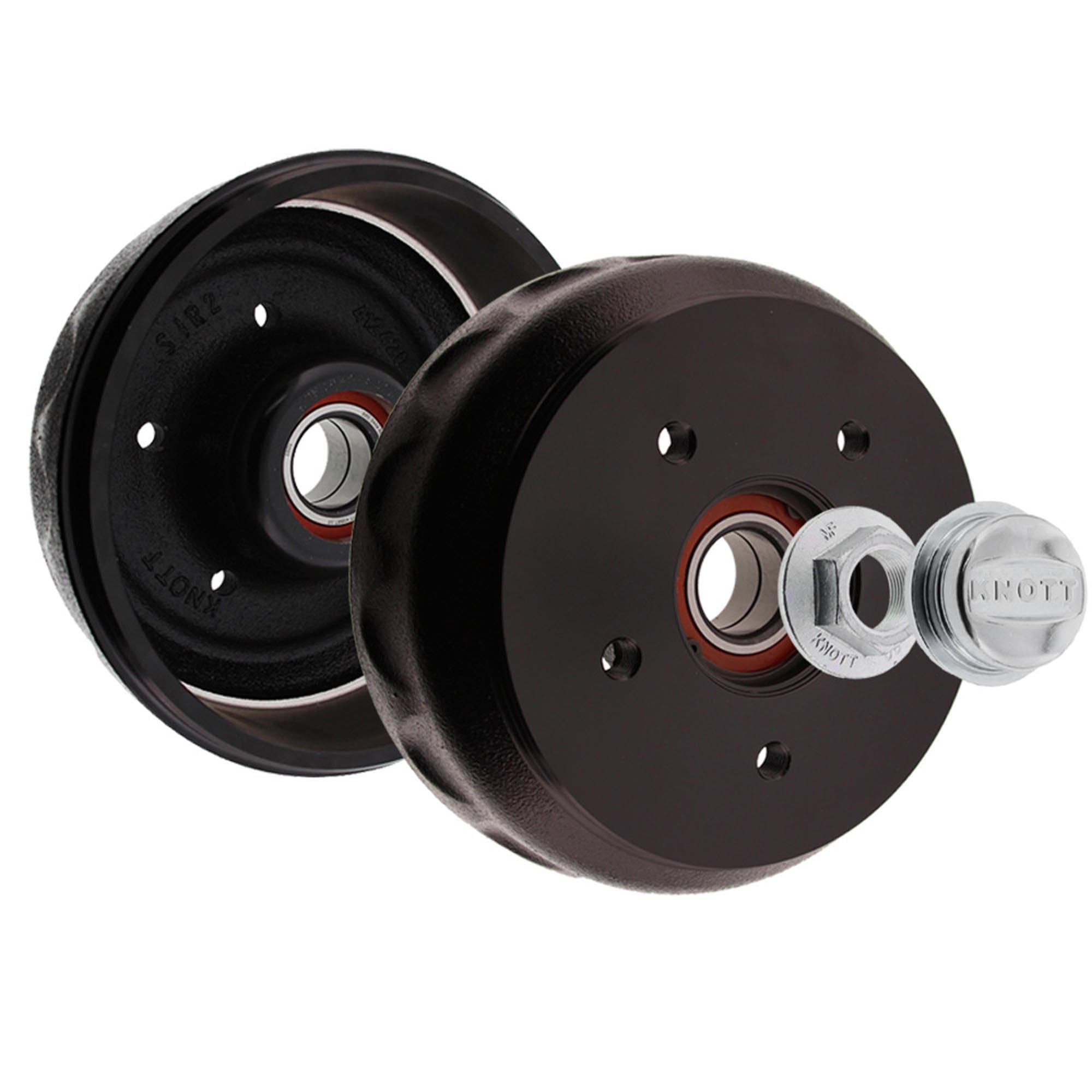 The Drive | Bremstrommel 200x50mm komplett passend für Knott Radbremse 20-2425/1 inkl. Mutter und Fett-, Abdeckkappe | 2 Stück im Set