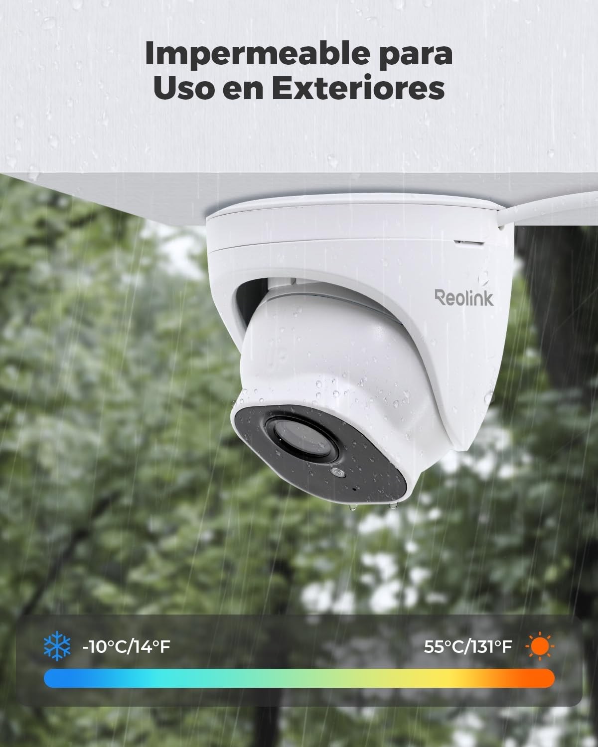 Reolink 5MP PoE Camara Vigilancia Exterior con Detección Personas/Vehículos IP Domo Cámara Seguridad IP67 Impermeable, Grabación de Audio, con Ranura para Tarjeta SD RLC-520A