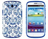 DandyCase 2in1 Hybrid High Impact Hard Blue & White Floral Pattern + Silicone Case Cover For Samsung Galaxy S3 i9300 + DandyCase Screen Cleaner
