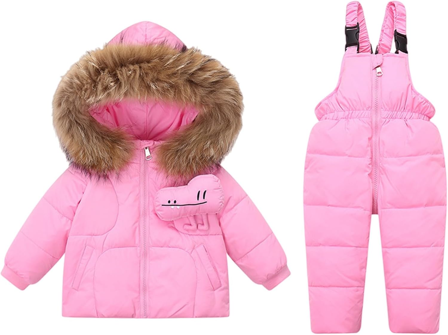 2 Piece Ski Suit for Toddler Boys Girls Waterproof Snowboard Winter Coat Snow Bib Pants Set Kids Thick Thermal Snowsuit