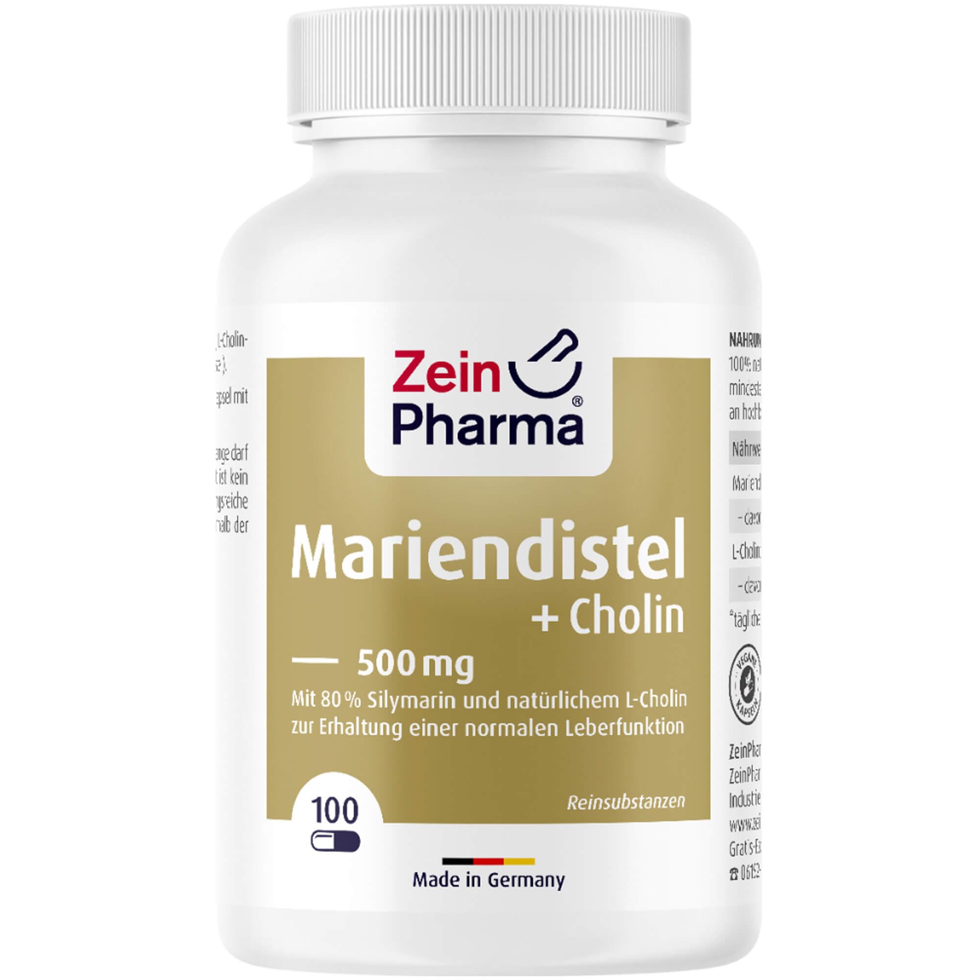 MARIENDISTEL + CHOLIN Kapseln mit 80% Silymarin