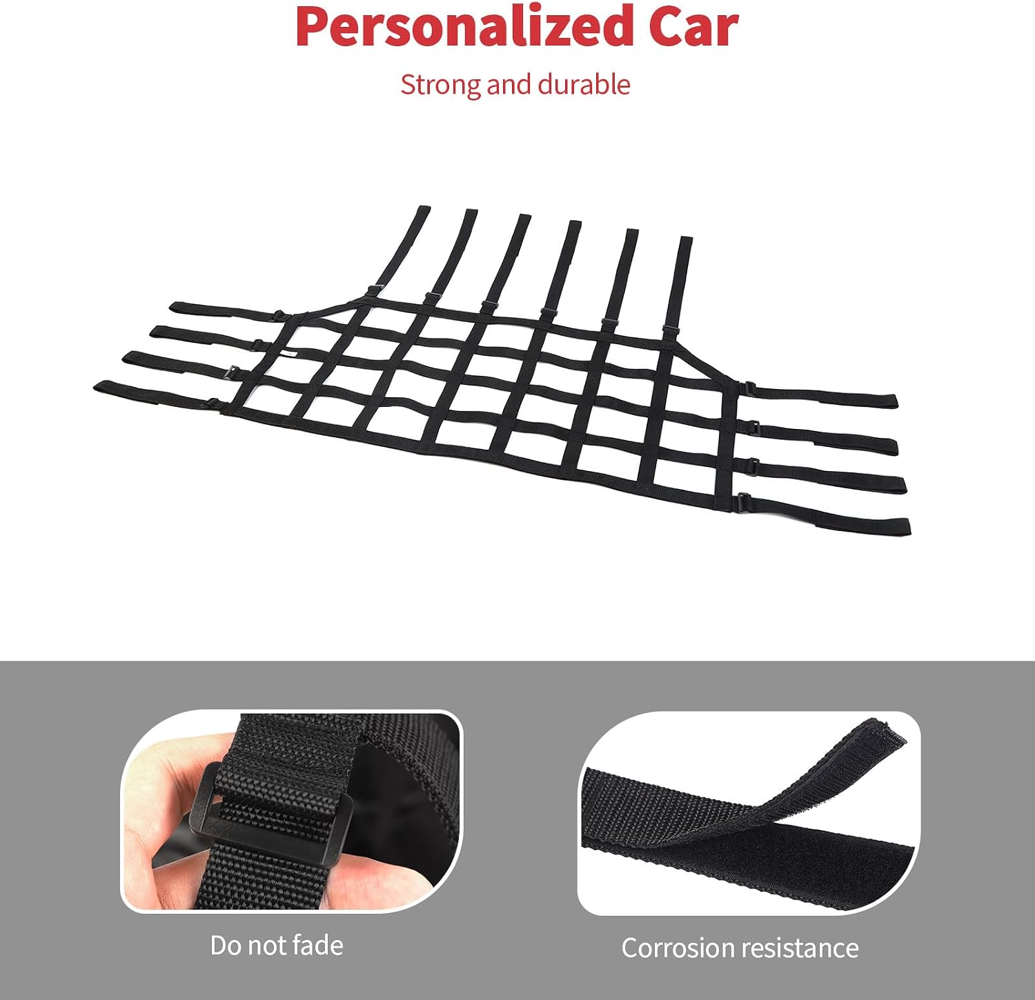 Linskip Heavy Duty Cargo Net Compatible with 2007-2017 Jeep Wrangler JK JKU 4Door, Trunk Divider Net for Jeep JK Exterior Accessories(Black)
