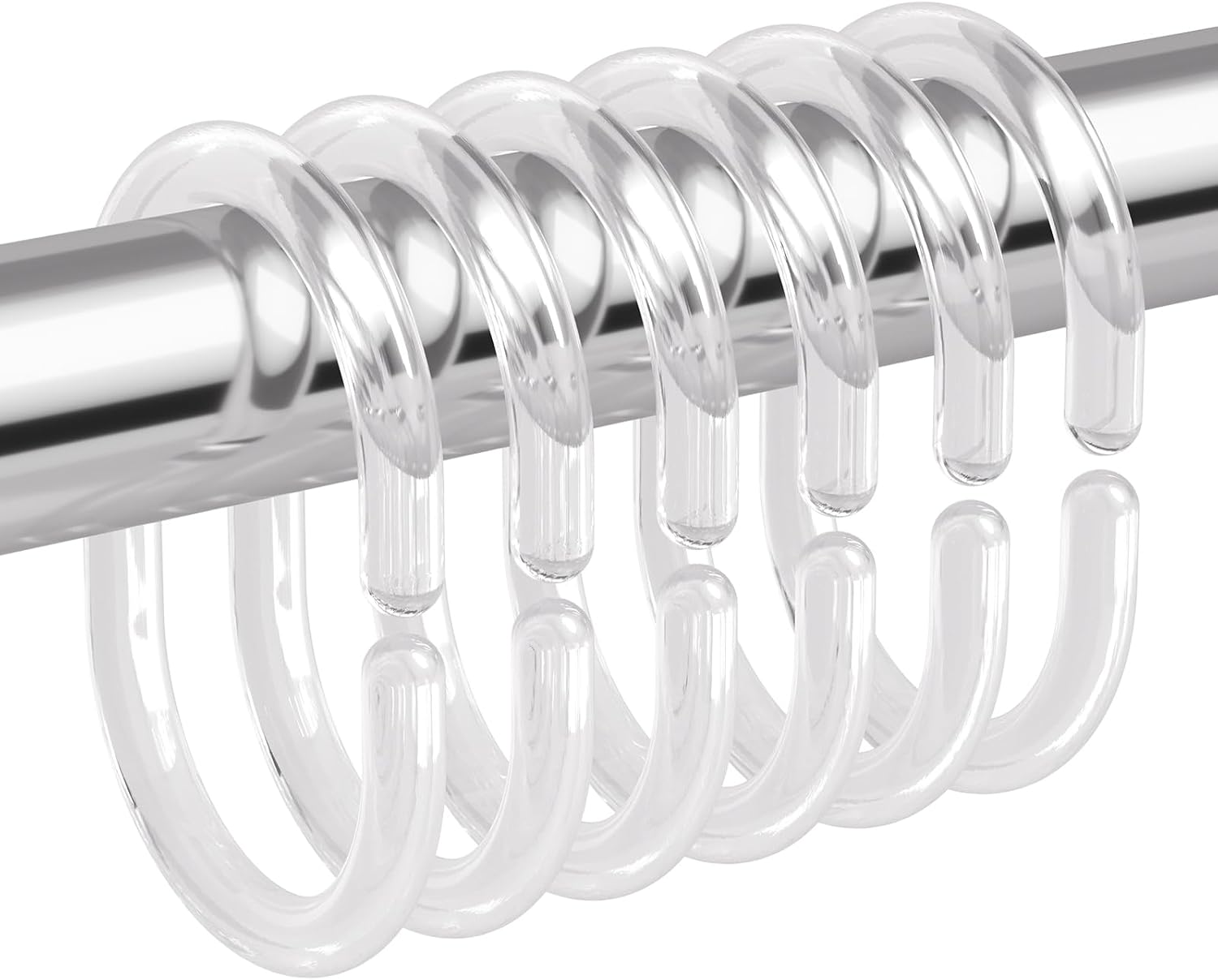 Amazer Plastic Shower Curtain Hooks, Shower Curtain Rings, C Shaped Shower Hooks for Shower Curtain, Clear Shower Curtain Hooks for Bathroom, 36 Pcs