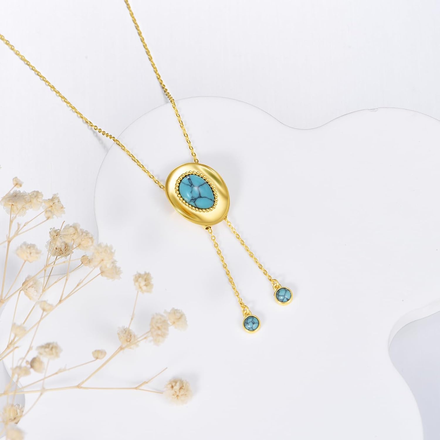 YFN Cowgirl Hat Necklace Sterling Silver Turquoise Cowboy Hat Pendant Necklace Western Jewelry for Women Rodeo Gifts Bolo Tie Necktie Gifts - Image 3