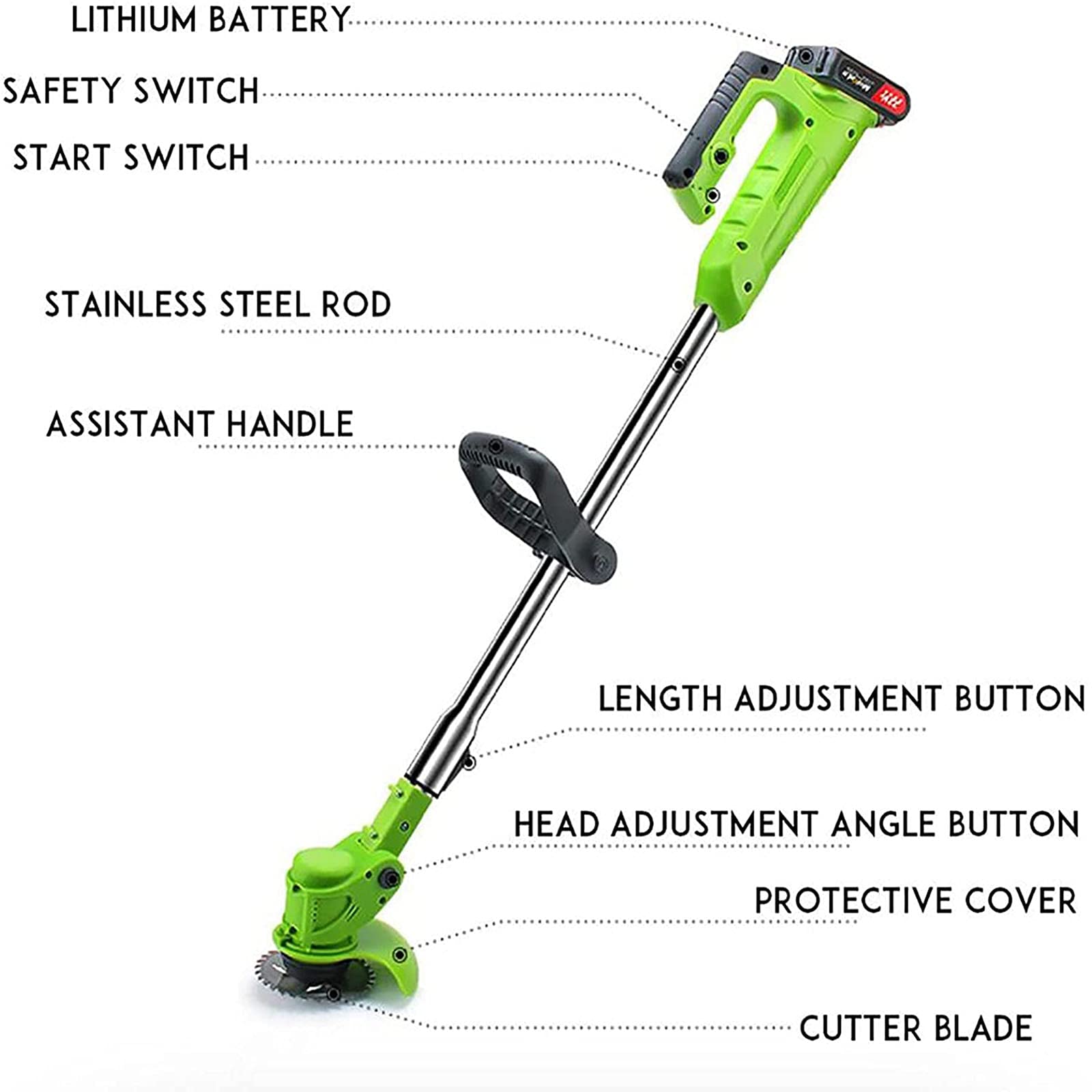 Cortacésped Inalambrico,24V Cortadora De Cesped Electrico A Bateria Recargable Iones De Litio,Cortadora Jardín Portátil para Hogar Jardinería,1 Battery